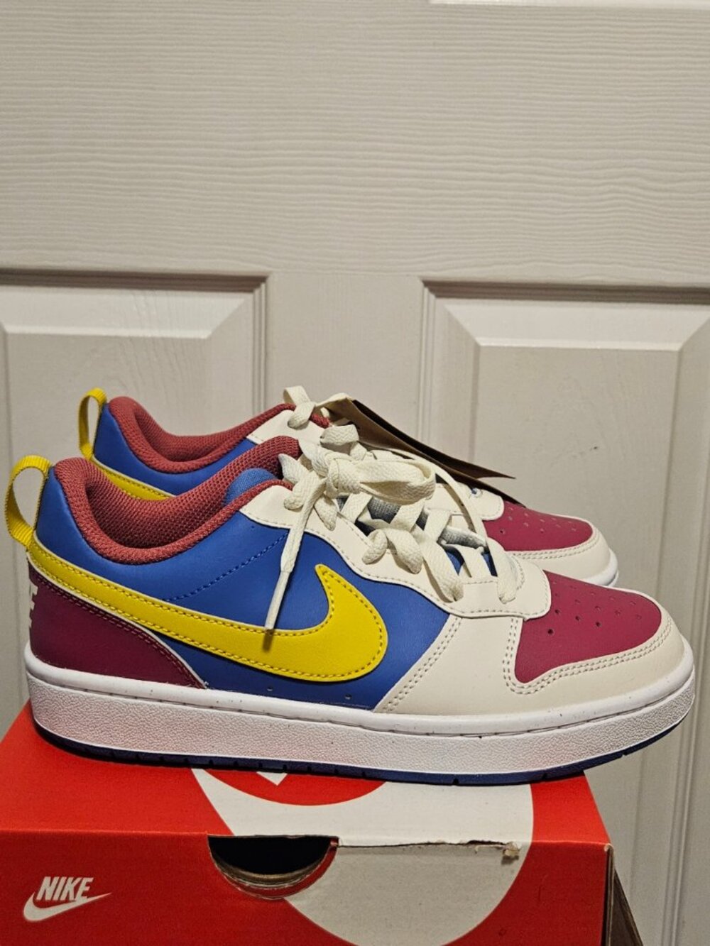 Nike Court Borough Low Recraft BG Sweet Beet/Bright Citron Sneakers Size 5Youth